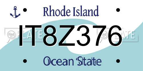 IT8Z376 Rhode Island License Plate