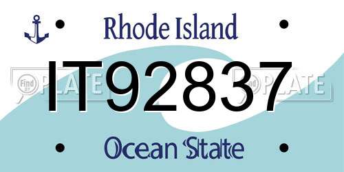 IT92837 Rhode Island License Plate