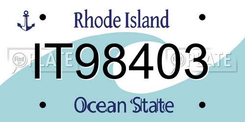 IT98403 Rhode Island License Plate