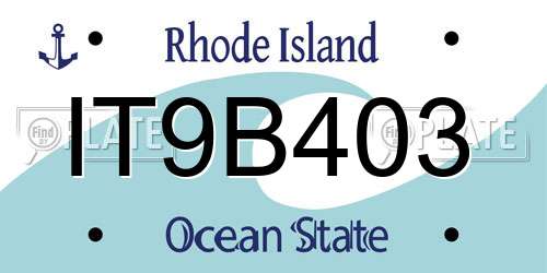 IT9B403 Rhode Island License Plate