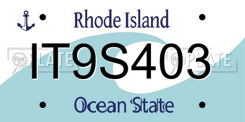 IT9S403 Rhode Island License Plate