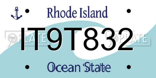 IT9T832 Rhode Island License Plate