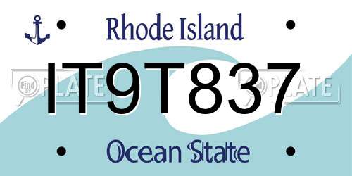 IT9T837 Rhode Island License Plate