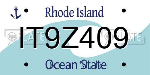 IT9Z409 Rhode Island License Plate