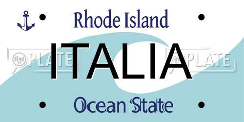 ITALIA Rhode Island License Plate