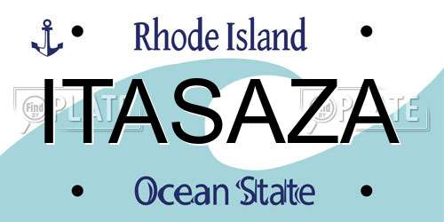 ITASAZA Rhode Island License Plate
