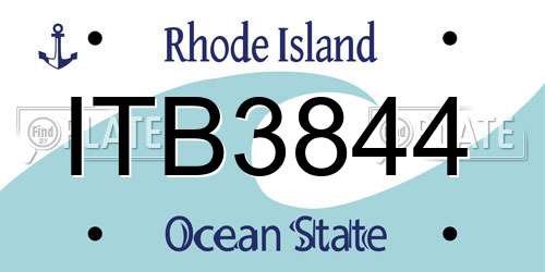 ITB3844 Rhode Island License Plate