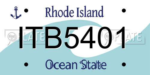 ITB5401 Rhode Island License Plate