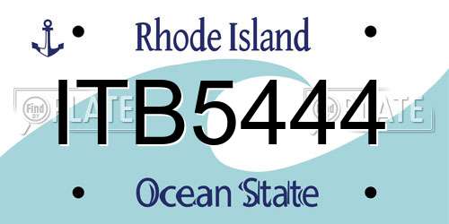 ITB5444 Rhode Island License Plate