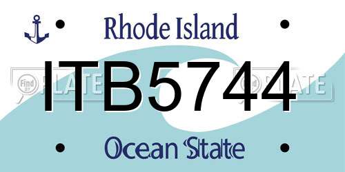 ITB5744 Rhode Island License Plate