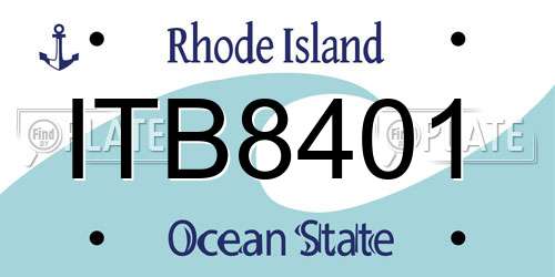 ITB8401 Rhode Island License Plate