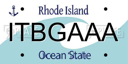 ITBGAAA Rhode Island License Plate