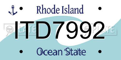 ITD7992 Rhode Island License Plate