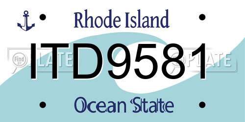 ITD9581 Rhode Island License Plate