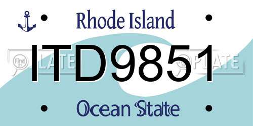 ITD9851 Rhode Island License Plate