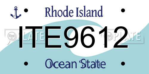 ITE9612 Rhode Island License Plate