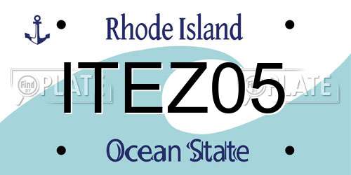 ITEZ05 Rhode Island License Plate
