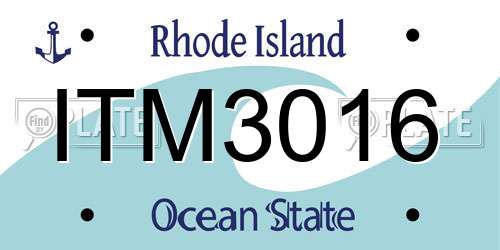 ITM3016 Rhode Island License Plate