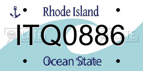 ITQ0886 Rhode Island License Plate