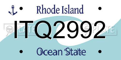 ITQ2992 Rhode Island License Plate