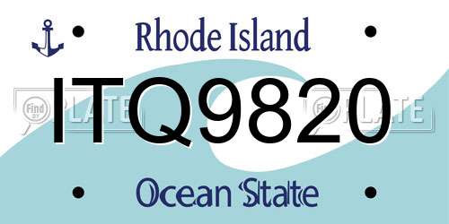 ITQ9820 Rhode Island License Plate