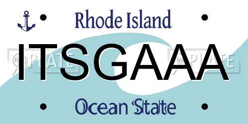 ITSGAAA Rhode Island License Plate