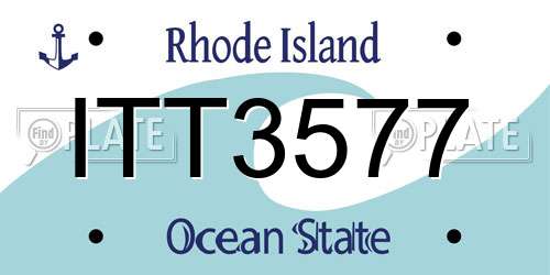 ITT3577 Rhode Island License Plate