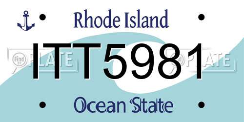ITT5981 Rhode Island License Plate