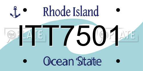 ITT7501 Rhode Island License Plate