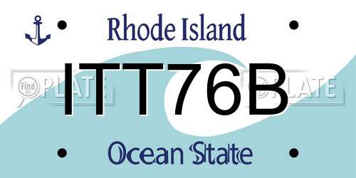 ITT76B Rhode Island License Plate