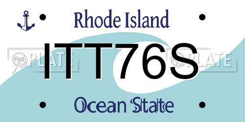 ITT76S Rhode Island License Plate