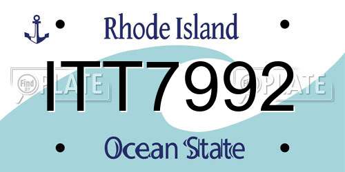 ITT7992 Rhode Island License Plate