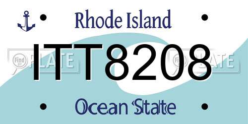 ITT8208 Rhode Island License Plate