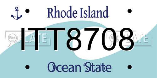 ITT8708 Rhode Island License Plate