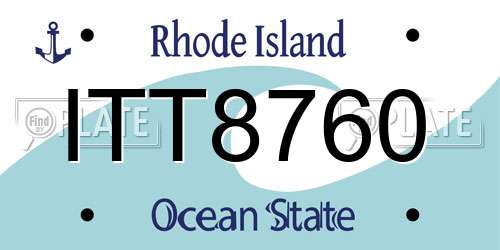 ITT8760 Rhode Island License Plate