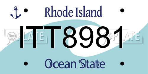 ITT8981 Rhode Island License Plate