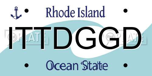 ITTDGGD Rhode Island License Plate