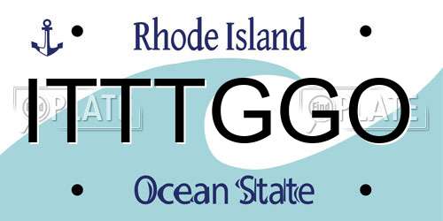 ITTTGGO Rhode Island License Plate