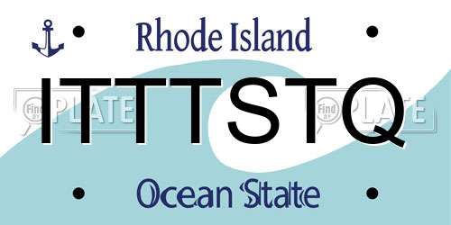 ITTTSTQ Rhode Island License Plate