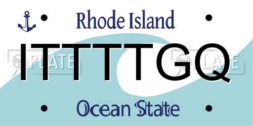 ITTTTGQ Rhode Island License Plate