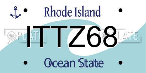 ITTZ68 Rhode Island License Plate
