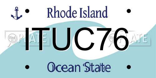 ITUC76 Rhode Island License Plate