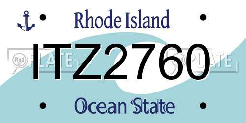 ITZ2760 Rhode Island License Plate