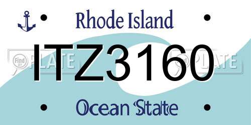 ITZ3160 Rhode Island License Plate