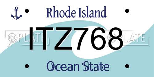 ITZ768 Rhode Island License Plate