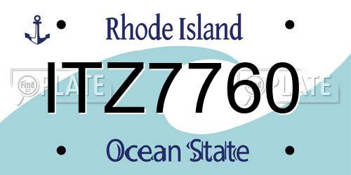 ITZ7760 Rhode Island License Plate