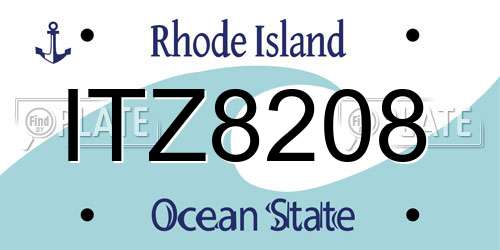 ITZ8208 Rhode Island License Plate