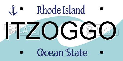 ITZOGGO Rhode Island License Plate