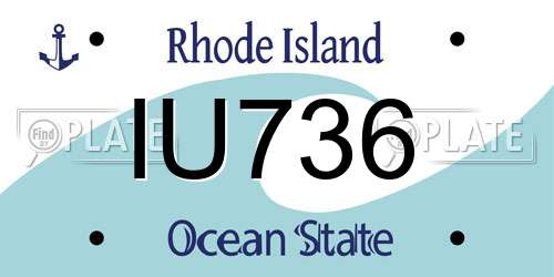 IU736 Rhode Island License Plate
