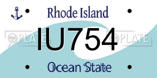 IU754 Rhode Island License Plate